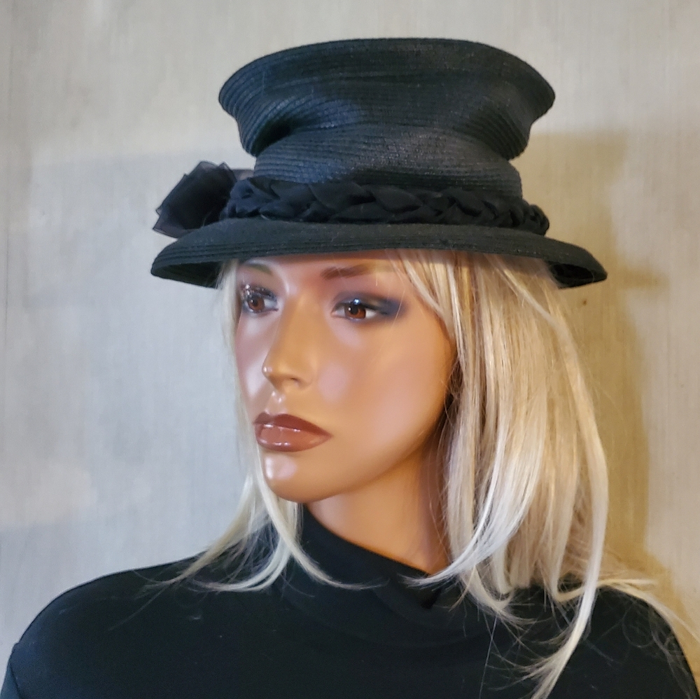 Vintage Mon Cheri Black Church Hat Funerals Special Events Urban Goth Boho